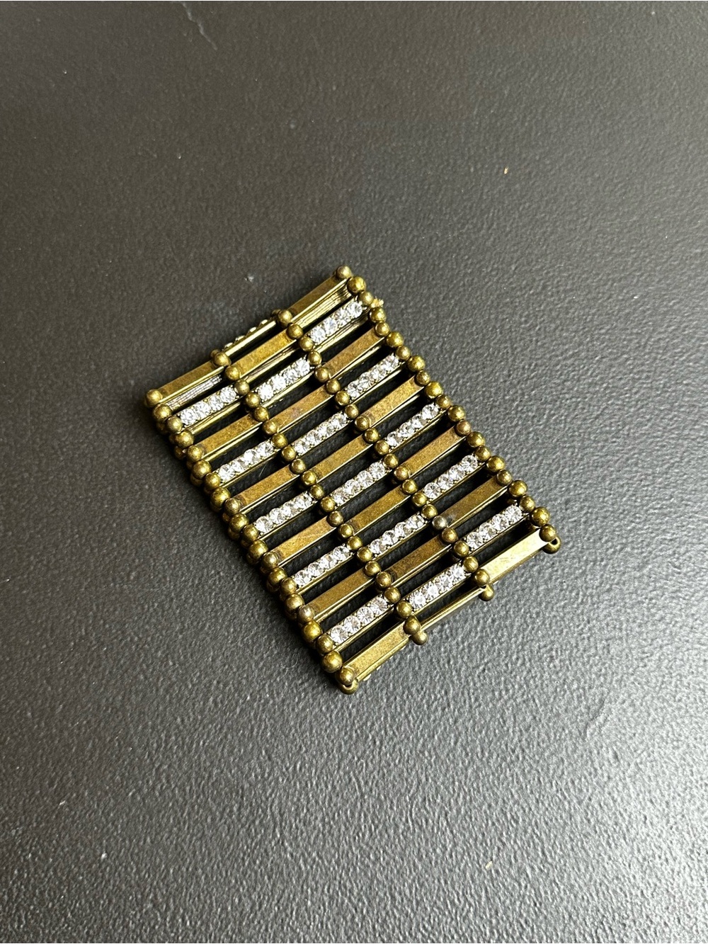 bebe Brass-Tone and Clear Rhinestone Wide Panel Bracelet